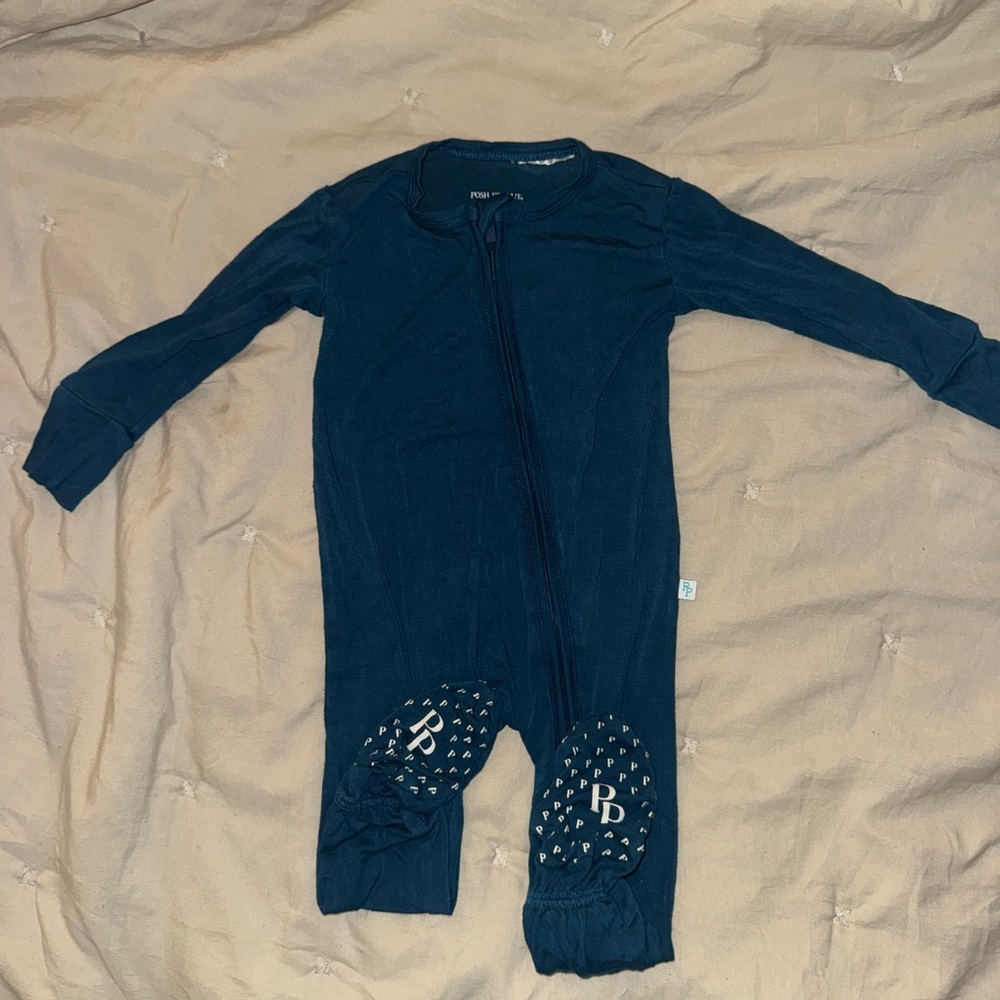 Navy Blue Kids zippie by Posh Peanut